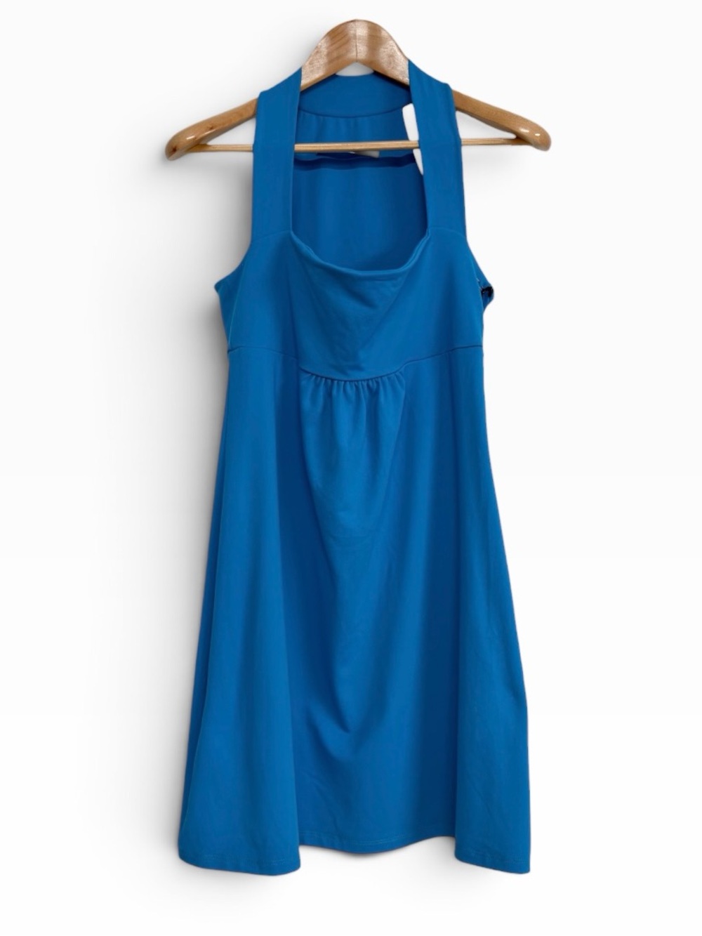 Susana Monaco Blue Halter Mini Dress Draped Square Neck Stretch Jersey NWT Sz M